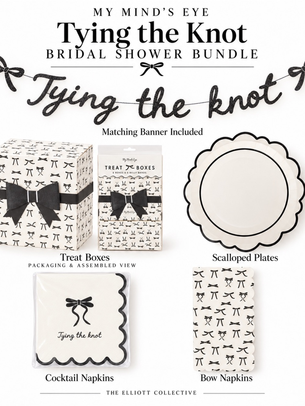 My Mindβs Eye Tying the Knot Bridal Shower Bundle Bow Banner Plates Napkins NWT